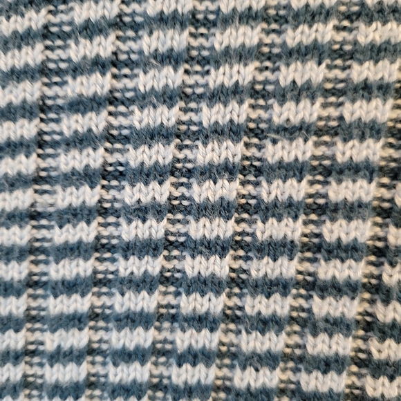 Vintage Calvin Klein Blue White Stripes Turtleneck Ribbed Knit Sweater - Picture 3 of 6